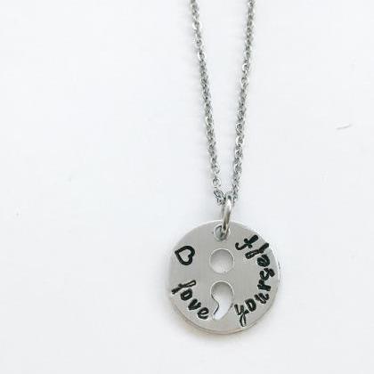 semicolon metal stamped necklace wi..