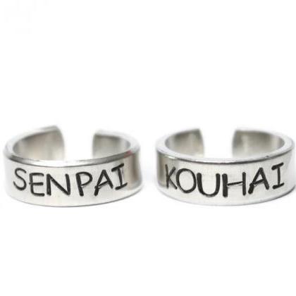Senpai And Kouhai Ajustable Aluminum Metal Stamped..