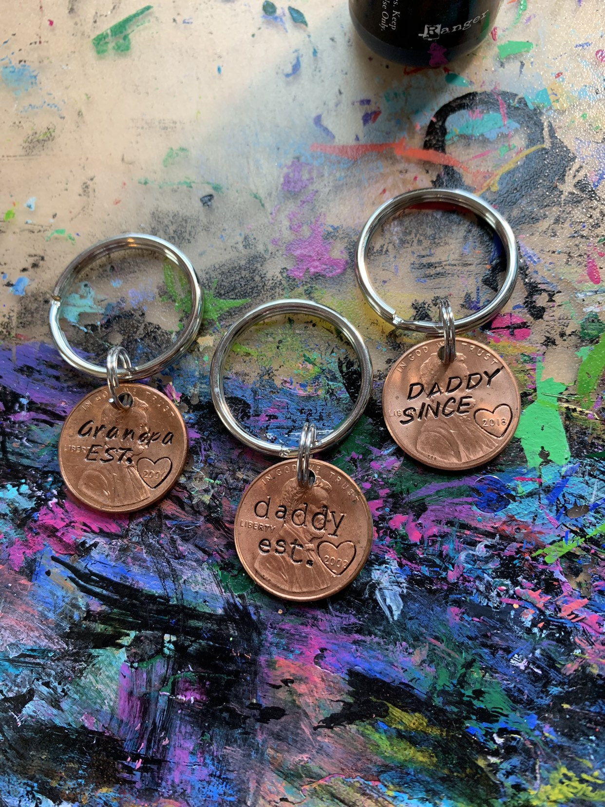 Metal Stamped Hand Stamped Penny Keychain on Luulla