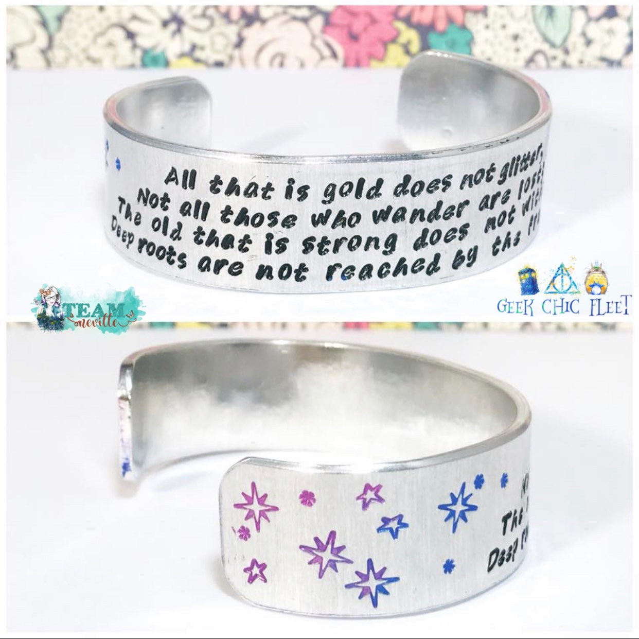 Color Text Custom Book Quote 3/4 Inch Aluminum Metal Stamped Cuff Bracelet // Hypoallergenic Rust Proof And Tarnish Proof