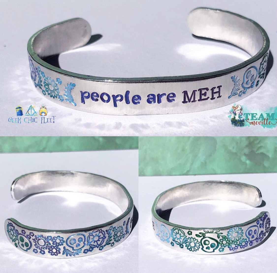People Are Meh Metal Stamped Cuff Bracelet // Hypoallergenic Aluminum