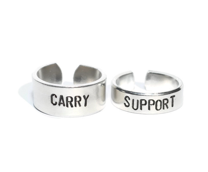 League Of Legends Inspired Support And Carry Custom Aluminum Adjustable Ring Pair .