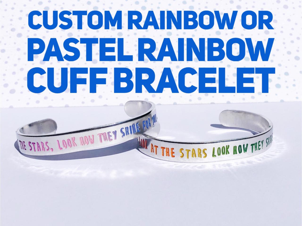 Custom Text Rainbow or Pastel 12 Gauge Aluminum Cuff Bracelet