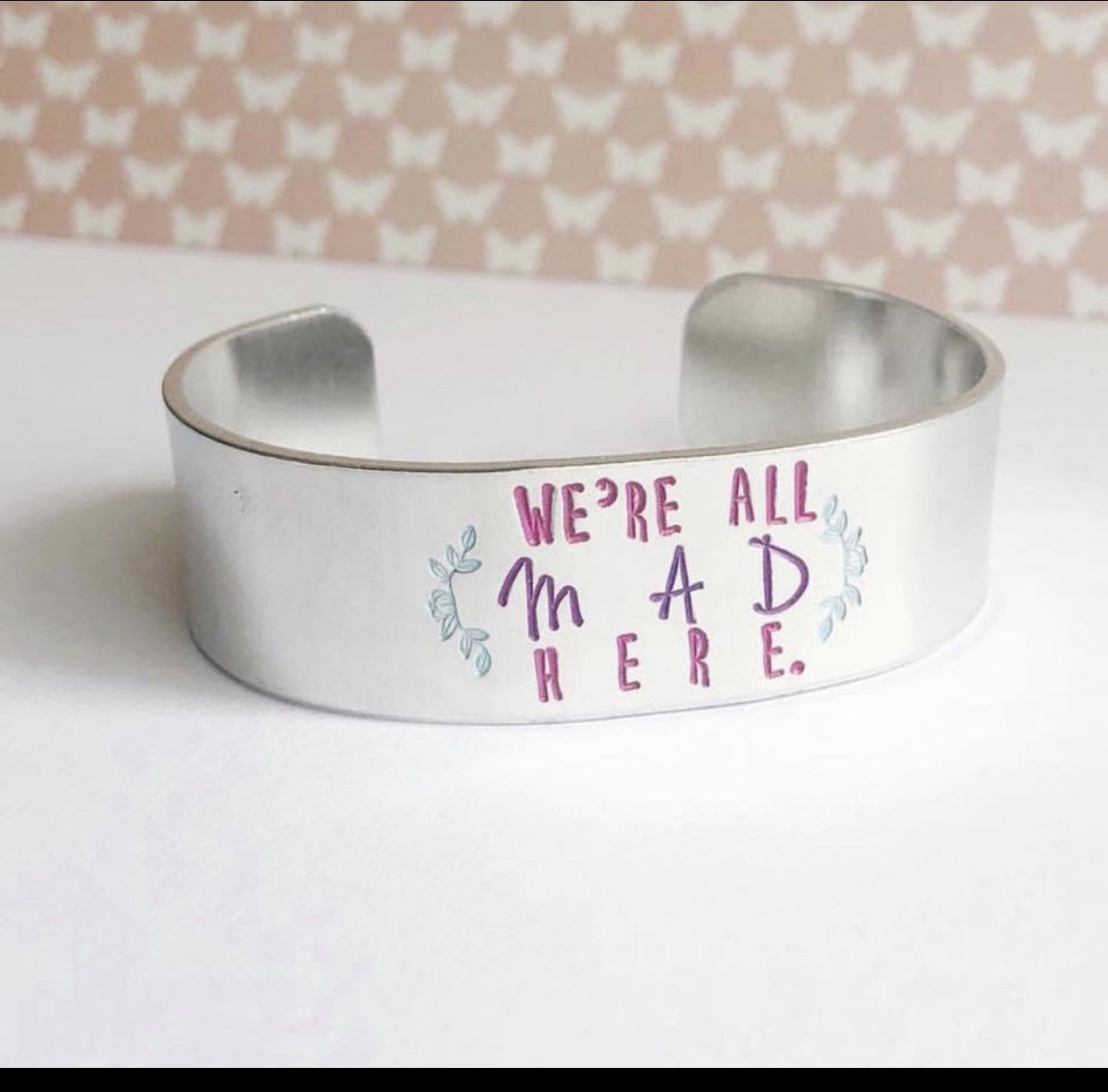 Color Text Mad Book Quote 3/4 Inch Aluminum Metal Stamped Cuff Bracelet // Hypoallergenic Rust Proof And Tarnish Proof
