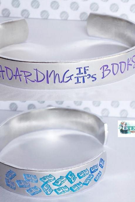 Bookish Reading Quote Aluminum Cuff Bracelet 1/2 Inch // Metal Stamped Geekery