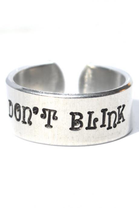 DON'T BLINK adjustable aluminum ring // fandom geekery // hypoallergenic rust proof and tarnish proof