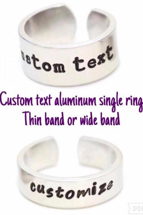 Personalized Custom Text Aluminum Adjustable Aluminum Ring // Hand Metal Stamped gift for gamer geek nerd geekery you pick the phrase